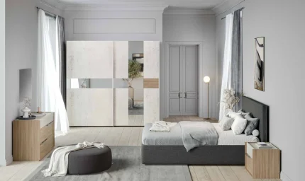 Dormitor Emma — Nuc brunit & Ciment gres